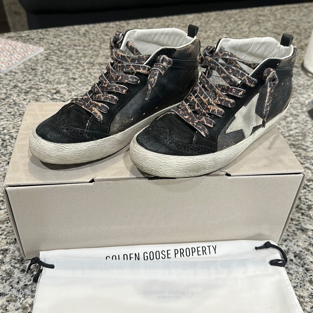 Golden Goose Black Mid Star Sneakers